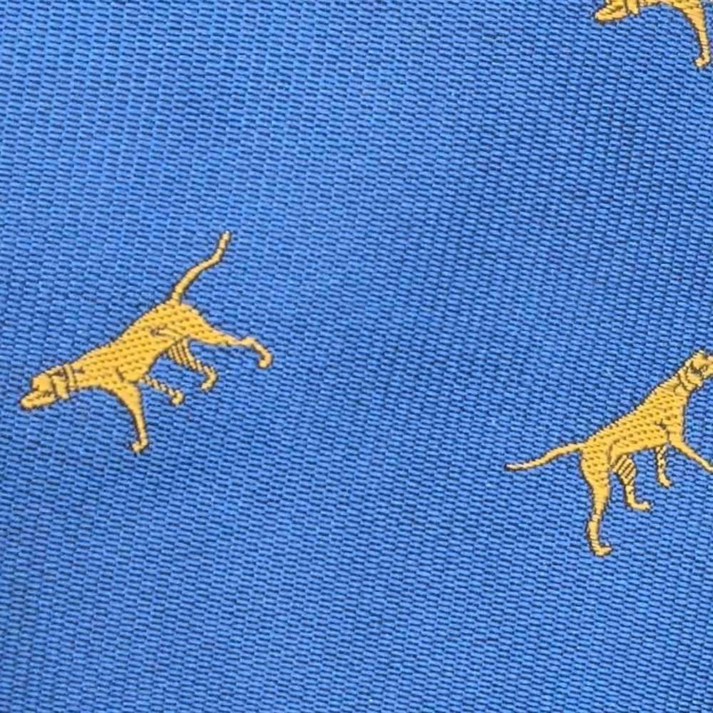 LANDS END Silk Necktie Mens Blue Hunting‎ Dog Motif Preppy Woven Classic 3.5x58 - Picture 3 of 5